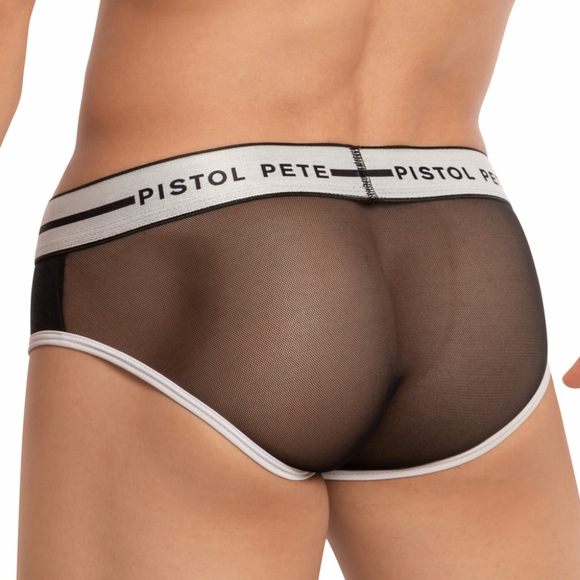 Pistol Pete Large Small sheer see through rear brief red gray white trim NWT - Picture 4 of 13